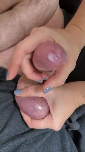 Handjob Cumshot Of Husband In Slow Motion