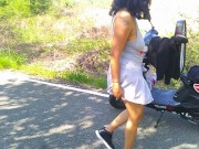 I LOVE BIKERS PUBLIC SOLO FEMALE COSPLAY SKIRT AND TANKTOP REAL BIKER FEMALE