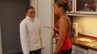 Sticky Situation 2 Friends Got Sweaty into the Kitchen