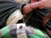 Cowboy cumming on his boots in black Wrangler jeans