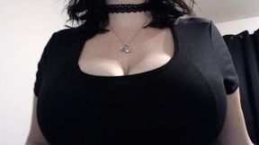 Trying on a tiny bra