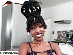 Petite ebony teen from Africa stars on her first time casting