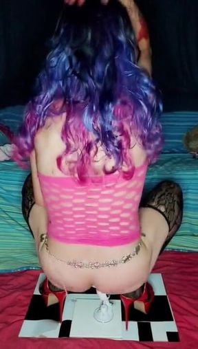 Stilletos and pink body sock ride