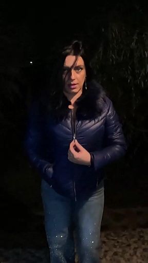 Rainy Night Fetish - Blue Downjacket, Glitter Jeans & Messy Deepthroat 308