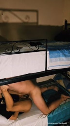 Student started masturbating and got fucked in a hostel