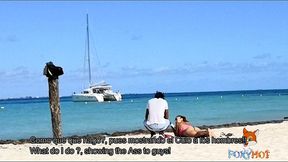 mostrando el culo en tanga por la playa y calentando a hombres, solo dos se animaron a tocarme