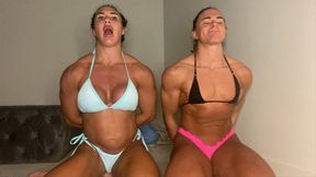 2 Jacked Girls Attempt to Break Out of Handcuffs - Bondage - BDSM - Roleplay - Flexing &amp; Grunting - Female Bodybuilders