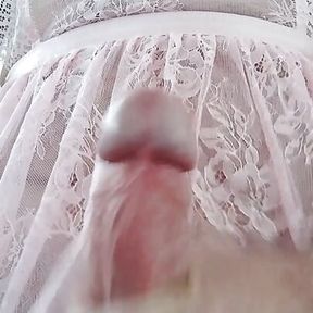 CD in New Pink Panties and Lingerie Teases and Plays with Cock