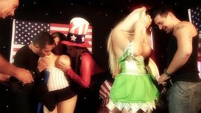 Big Tit Sluts Daphne Rosen Denise K And Amy Azurra Kickoff The 4th With A Gangbang