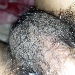 Hairy cock masturbates