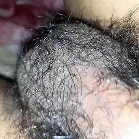 Hairy cock masturbates