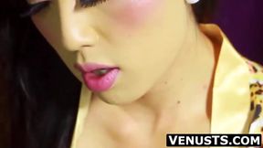 Venus Lux's solo cumshot session with gorgeous Asian cock
