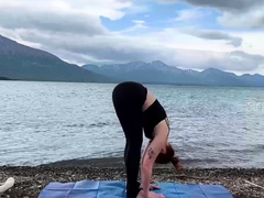 Relaxing full body stretching and yoga outdoors with Siri