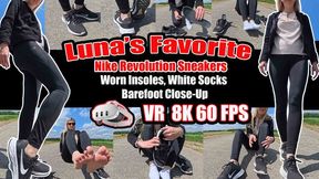 VR 8K 60fps | Luna’s Favorite Nike Revolution Sneakers – Worn Insoles, White Socks & Barefoot Close-Up