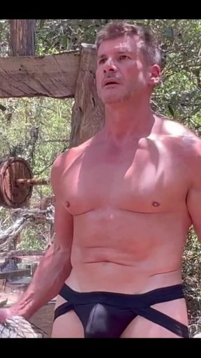 Double Arm Bicep Curls Dick Out Nude Gym Workout