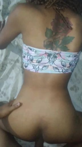 Curvy trans amateur shows off her ass in doggy style POV