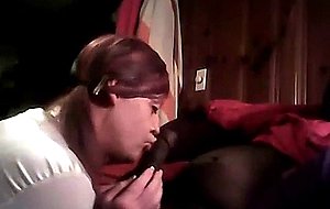 Sissy bitch works daddy's bbc with her mouth and throat