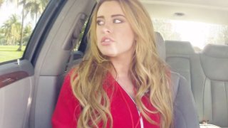 Gorgeous Busty Blonde with Long Hair Gets Fucked in the Back Seat