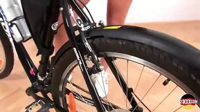 German Slut with Small Tits Eating Warm Cum After a Bike Ride