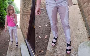 Mature Pissing in my trousers on the doorstep