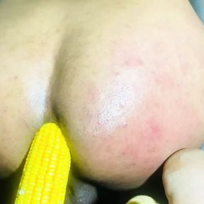 Doggy style position fuck my Asshole, This is big corn toy i feel horny