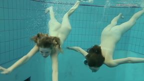 Nastya Undresses Libuse In The Pool Like A Lesbian