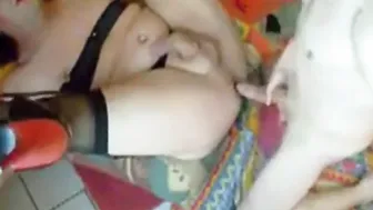 Daddy Crossdresser Barebacked by Young Twink