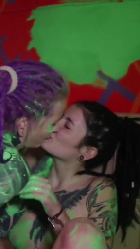 Tattooed Dreadhead Teens Dildo &amp; Color Play   Clip 1