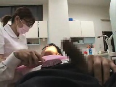 Cute Asian dentist works on a horny patient with a stiff er