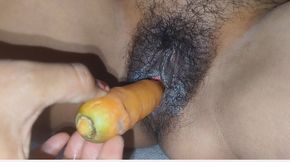 Manju Put Carrots in the Bur for the First Time. Carrot Sex Videos