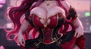 Thicc Pink Haired Babe Moaning and Posing on Rooftop
