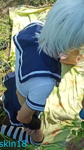 Street fucking twink in the bushes with a rough daddy was roughly fucked to cum by a big dick   Clip 1