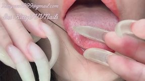 Licking my long sexy natural nails myself