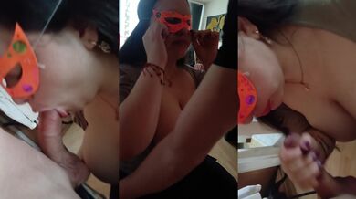Big sisters mouth gushed with my cum after her workout
