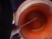 wearing master leather cock ring as i piss