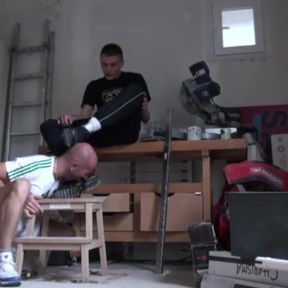 Sex submission in sneakers with 2 boys xxl dick