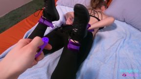 Verified Amateurs - Remote Controlled Vibrator Orgasms For Hog-tied Girl In Leggings - Post Gym Workout