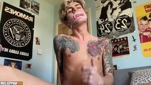 Boynapped.com - Inked Ryo Foxx masturbation in the bed