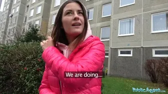 Hot Russian brunette with tattoos enjoys big dick in public