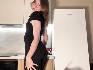 Office Costume Pixie Kitchen Tease - White Heels & Table Finger Bliss