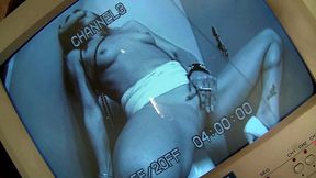 hot blonde, amanda, sucks a cock through a glory hole in a bathroom stall partition, all...