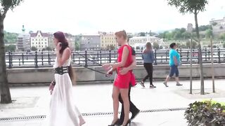 Two European female slaves Angel Rush and Lyen Parker public disgraced