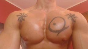 Tattoo Muscular  Nikko Raven Strokes His Huge Uncut Cock and Flexes