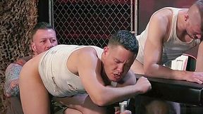 Military hunk orders studs to bend over and fistfucks