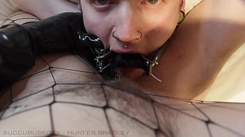 Pissy Panty &amp_ CEI Cum Play For Gagged Submissive Male