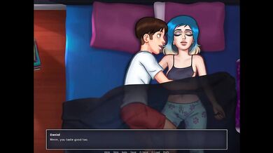 Blue haired girlfriend takes that meaty missionary this summertime