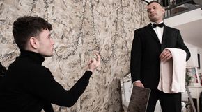 Who left cum on the boss's face? The buttler did it!