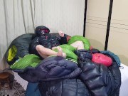Cum my Shiny nylon jacket Overfilled