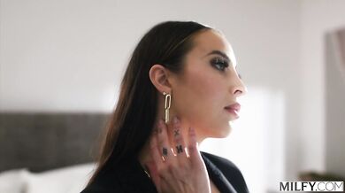 Melissa the milfy boss rides her inked assistant raw on the business trip