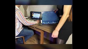 Shiny Pantyhose Fetish - Naughty Secretary Seduces Boss